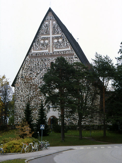 Lojo kyrkas västra gavel. Martti Jokinen 1989