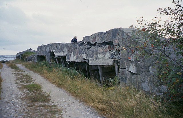 Gamla kanonbaser på Örö fort. Ulla-Riitta Kauppi 2002