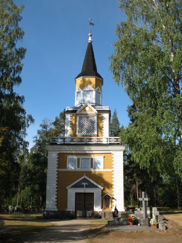 Kuortaneen kirkon kellotapuli. Maria Kurtén 2006