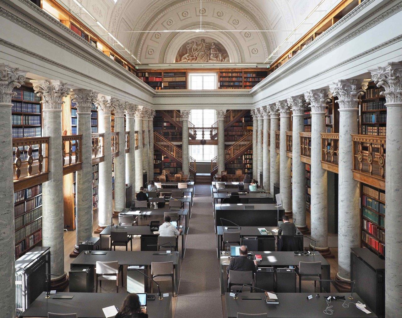 Universitetsbiblioteket, Nationalbiblioteket, södra läsesalen. Wiki Loves Monuments, CC BY-SA 4.0 Marit Henriksson 2017